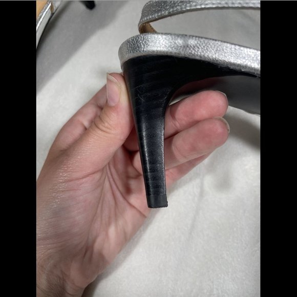 NWD $278 Joie Madi Metallic‎ Silver Leather Slingback Sandals [ SZ 38.5 ] #JR - Picture 11 of 12